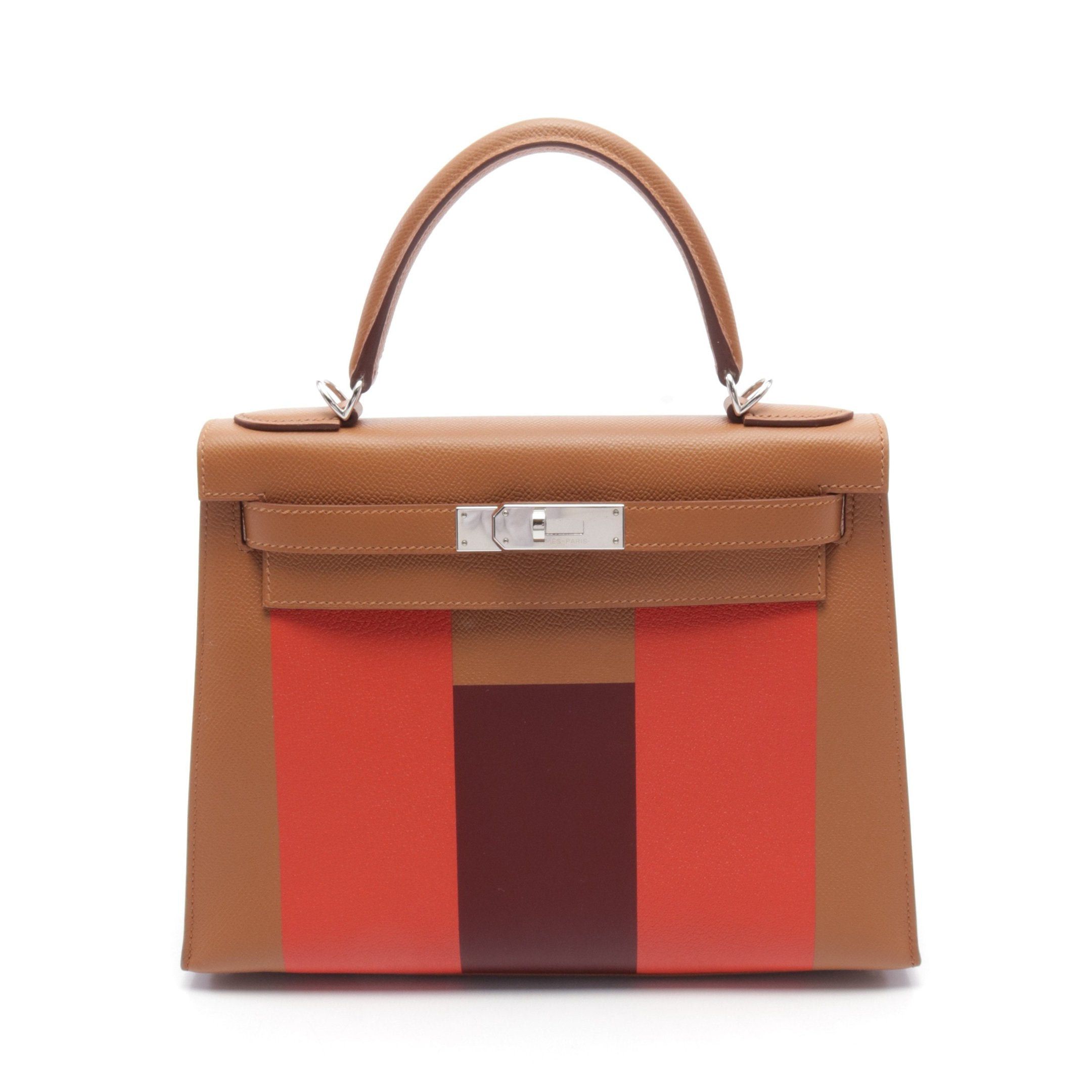Hermes Hermes Kelly Letter 28 Gold Capucines Rouge Ash Handbag Veau Epsom Brown Orange Bordeaux Silver Hardware C Engraved Size ONE SIZE - 1 Thumbnail