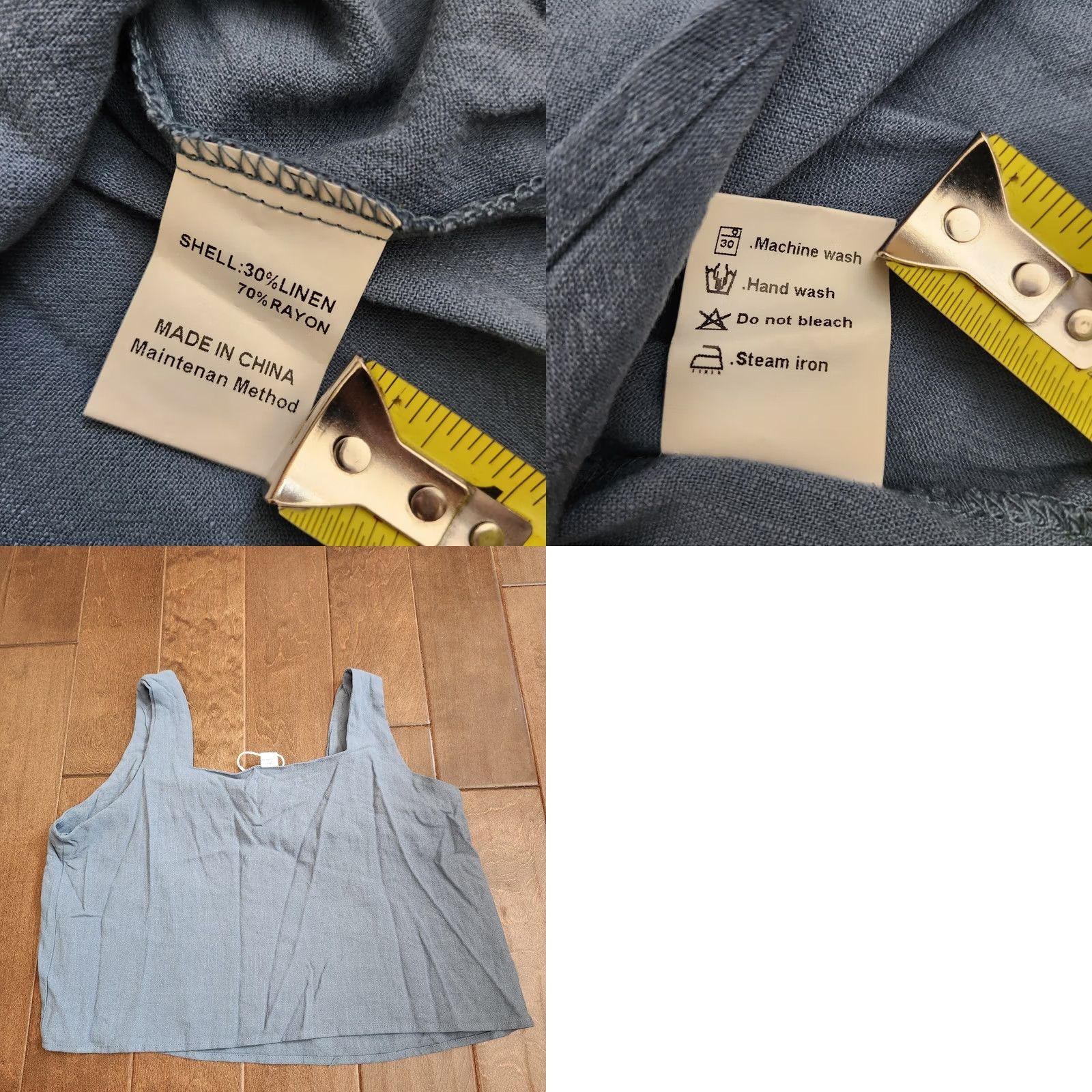 Vintage Anrebess Women's Tank Cropped Top - L Blue Linen Rayon Sleeveless Pullover NWT Casual Party/Cocktail Travel Size L / US 10 / IT 46 - 10 Thumbnail