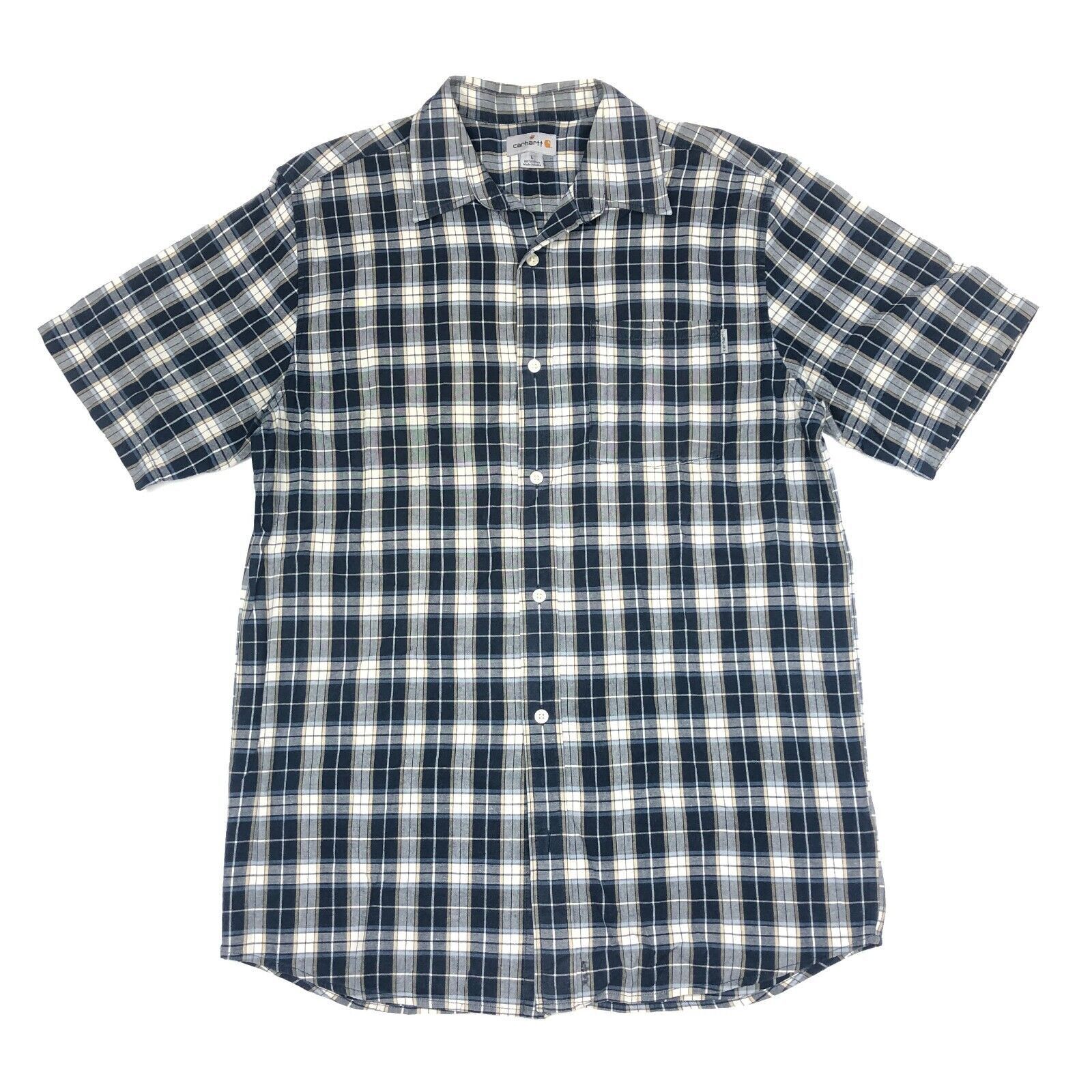 Ben Davis × Carhartt × Wrangler Carhartt Plaid Button Up Navy Blue Gray Size Large Loose Fit Size US L / EU 52-54 / 3 - 1 Thumbnail
