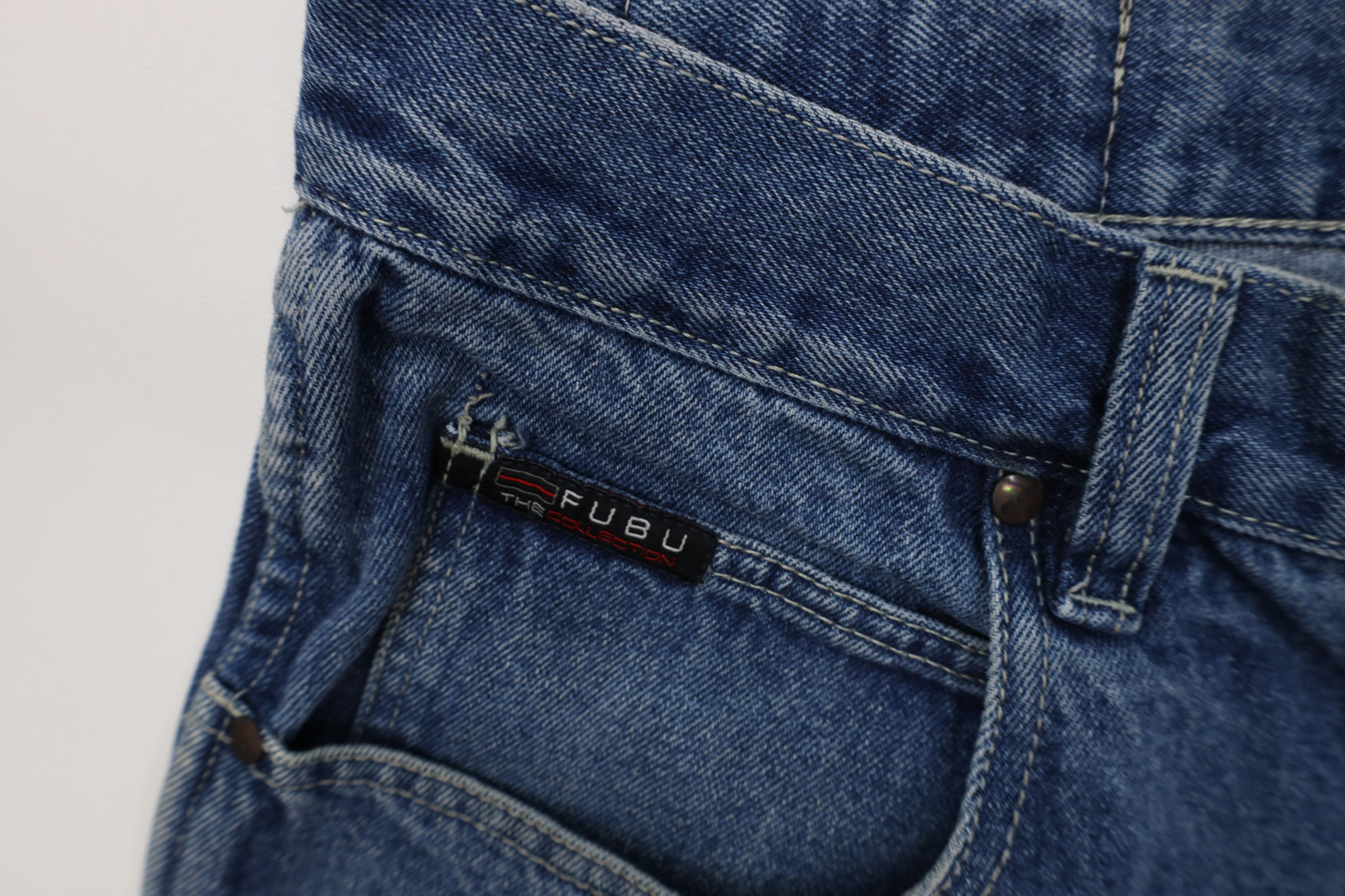 Fubu Vintage 90s Y2K FUBU Relaxed Fit Denim Dungaree Shorts Blue Size US 38 / EU 54 - 8 Thumbnail