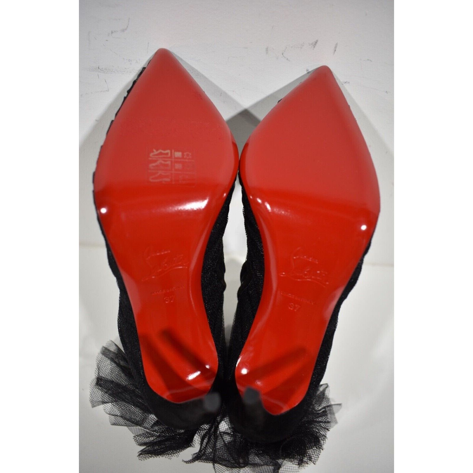Christian Louboutin Christian Louboutin Libellibooty 100 Black Mesh Tulle Ankle Size US 7 / IT 37 - 12 Thumbnail
