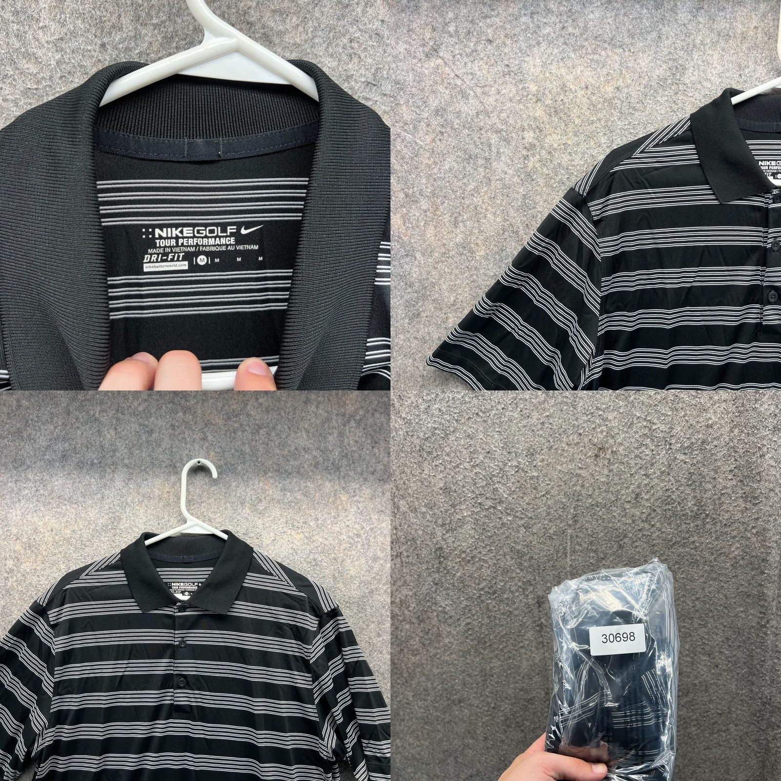Nike Nike Polo Shirt Mens Medium Black White Striped Dri-Fit Tour Performance Golf Size US M / EU 48-50 / 2 - 8 Thumbnail