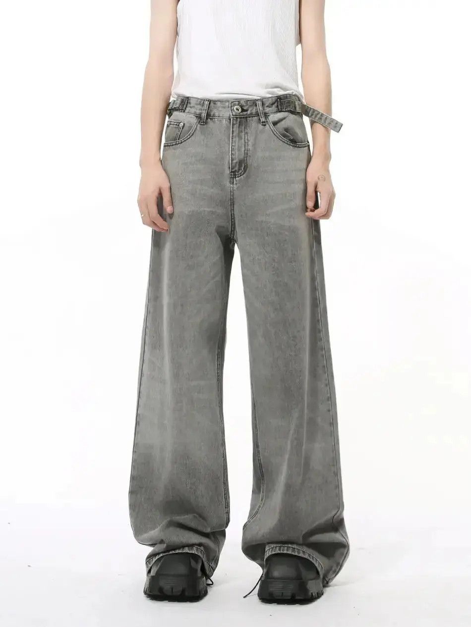 Japanese Brand Retro grey straight leg loose jeans Size US 32 / EU 48 - 6 Thumbnail