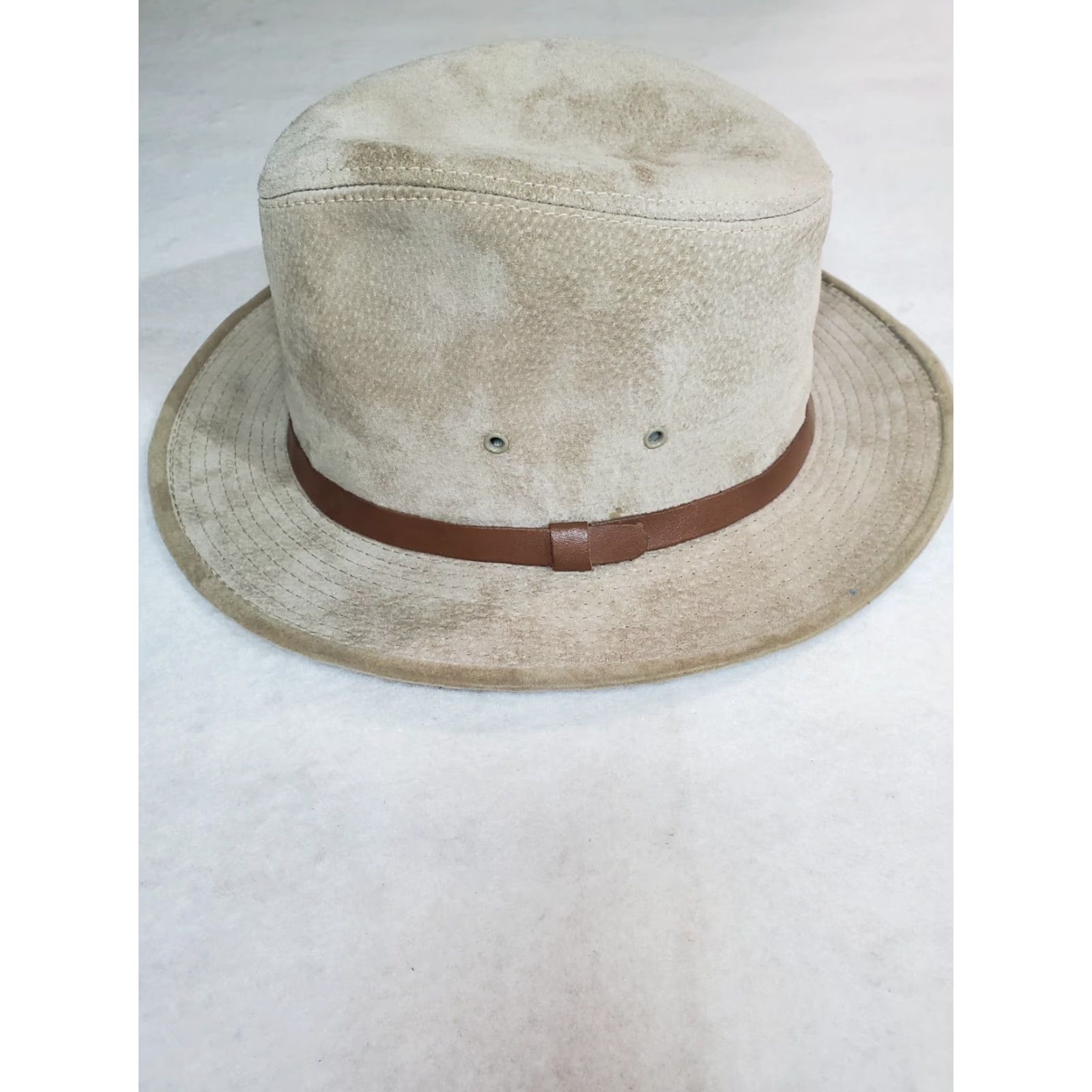 Vintage VINTAGE Henschel Hat Co Mens Size Medium Suede Fedora Hat Made In USA Size ONE SIZE - 4 Thumbnail