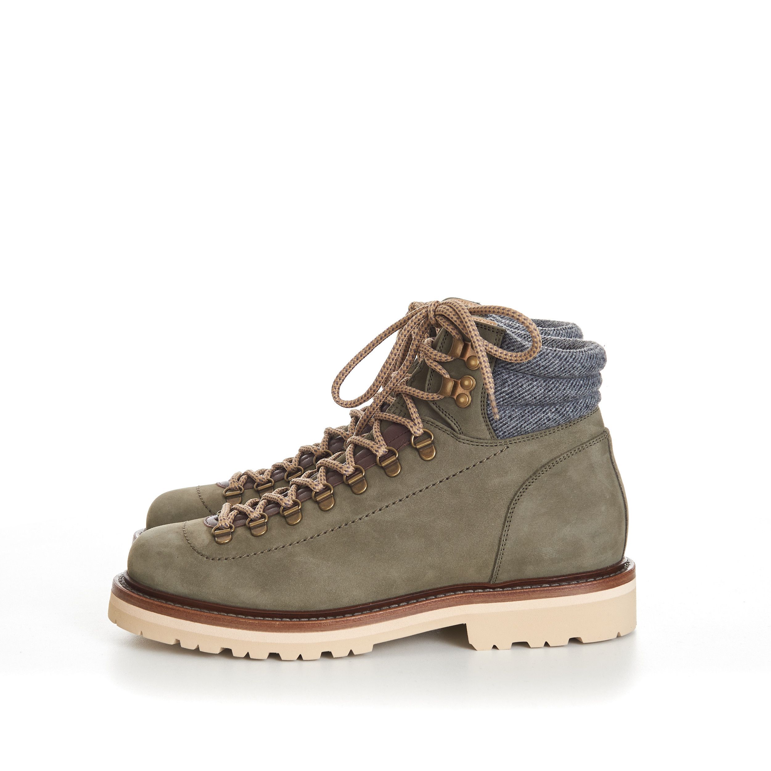 Brunello Cucinelli Nubuck Mountain-Style Boots With Wool Diagonal Insert Size US 7.5 / EU 40-41 - 4 Thumbnail