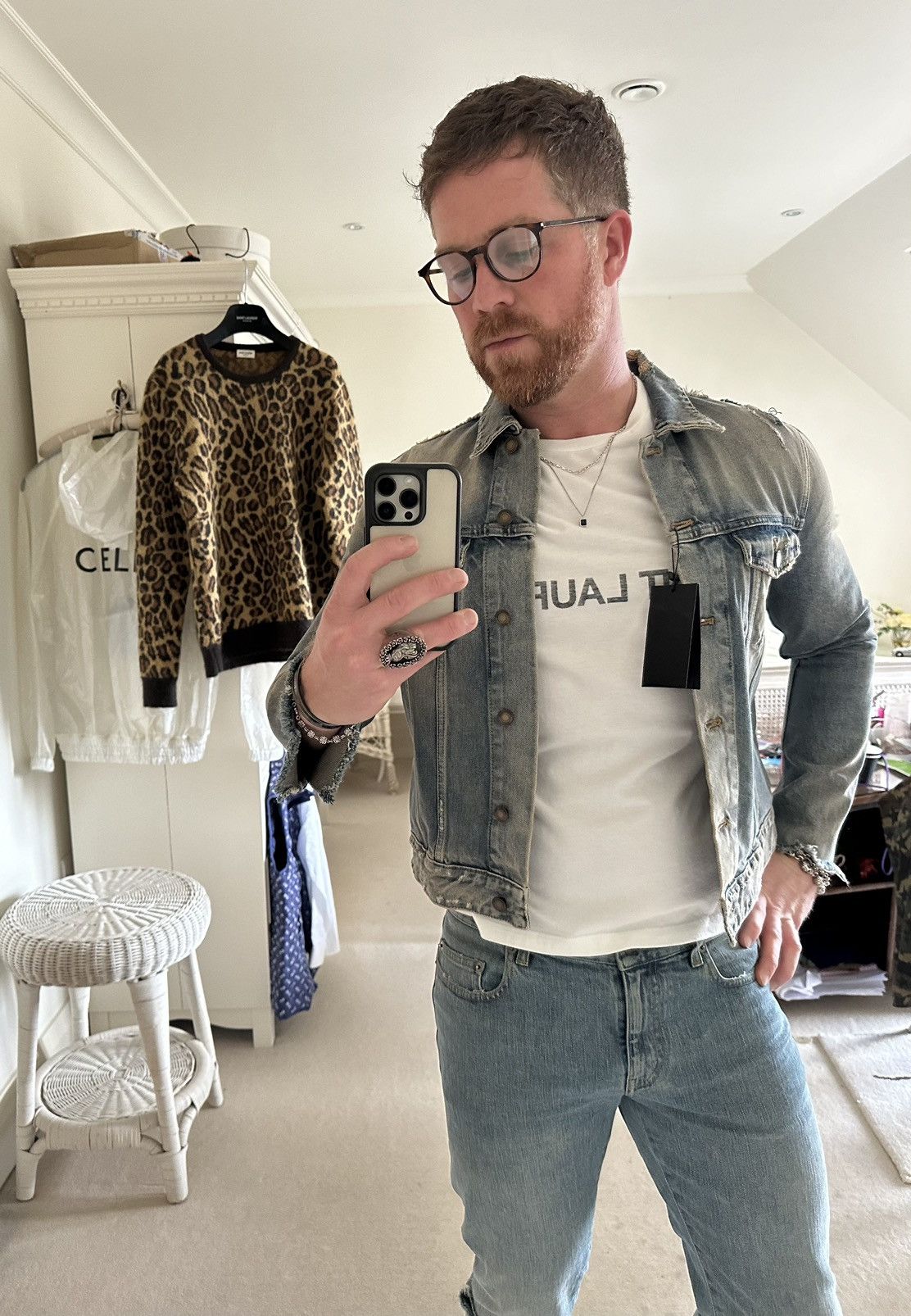 Saint Laurent Paris $1090 Saint Laurent destroyed distressed denim jacket BNWT L Size US L / EU 52-54 / 3 - 5 Thumbnail