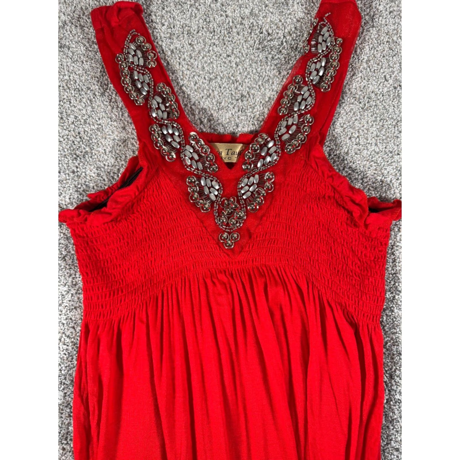 Vintage VINTAGE Bold Vixen Dress Small Maxi Metal Embellished Industrial Avant-Garde Beads Edgy Jessica Taylor Dress Size S / US 4 / IT 40 - 2 Thumbnail