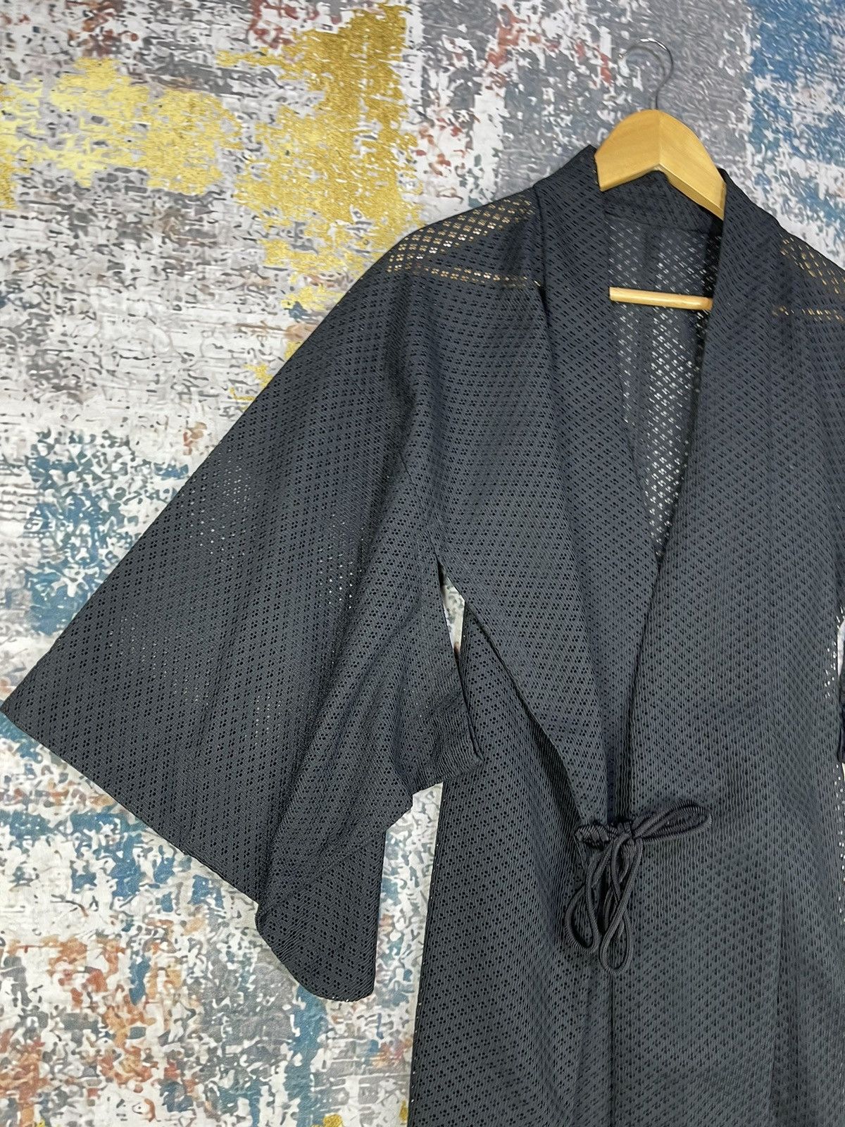 Japanese Brand Vintage KIMONO Black Mesh Japan Traditional Wear Size ONE SIZE - 3 Thumbnail