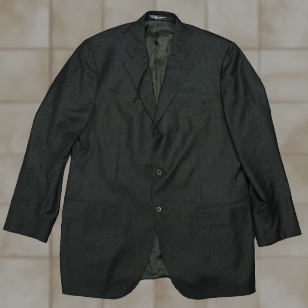 Polo Ralph Lauren VINTAGE Polo Ralph Lauren Blazer Men 44L Gray Wool Sport Coat Jacket Italy Size US XXL / EU 58 / 5 - 1 Thumbnail