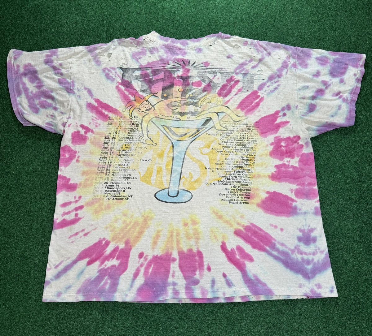 Vintage 90s Phish INSANE RARE Tie Dye Trashed Tour T Shirt