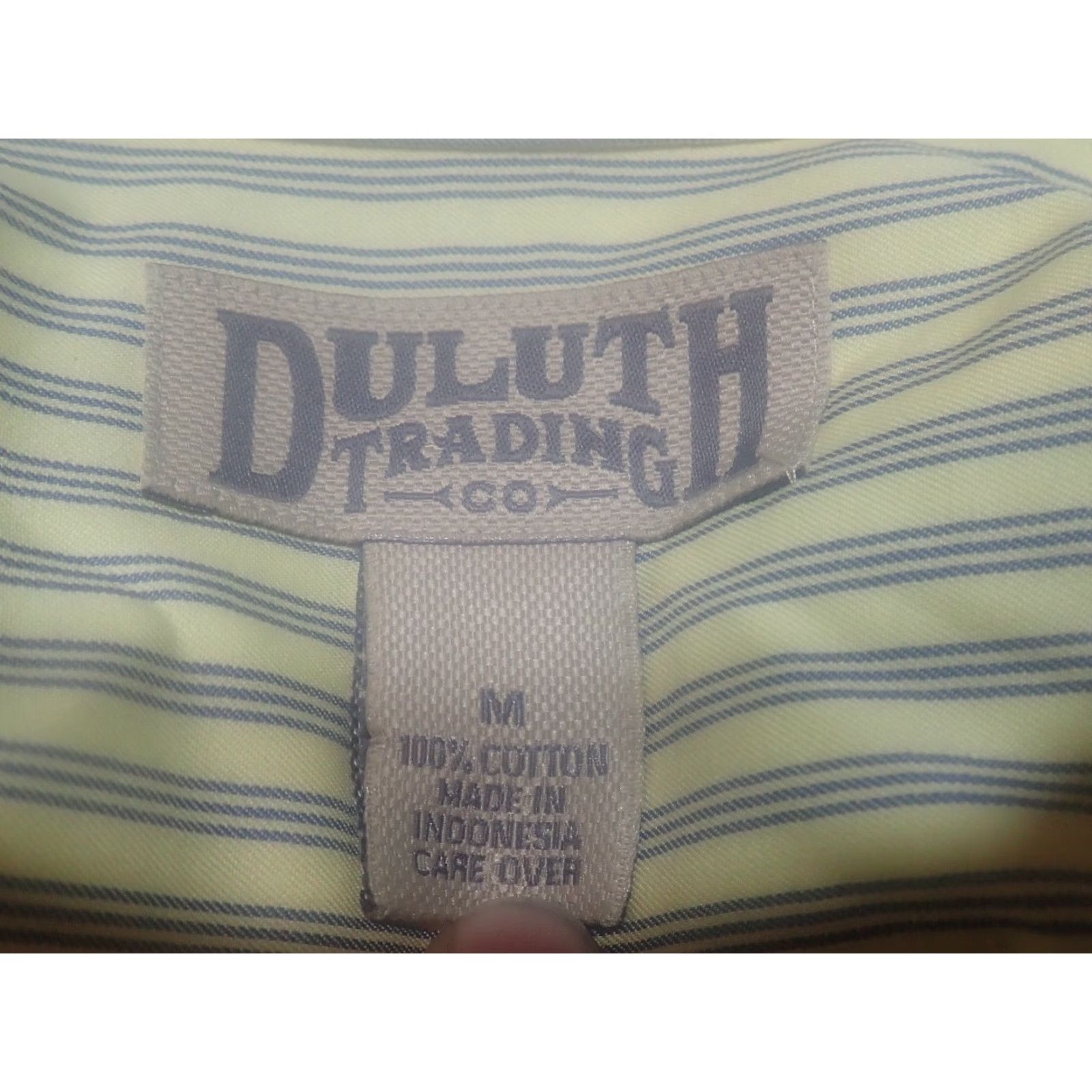 Vintage Duluth Trading Men's Wrinkle Fighter Button-Up Shirt, Relaxed Fit, Yellow Stripe, Size M, Casual/Business, Long Sleeve, Cotton, Pocket, Modern, Mens Size US M / EU 48-50 / 2 - 4 Thumbnail
