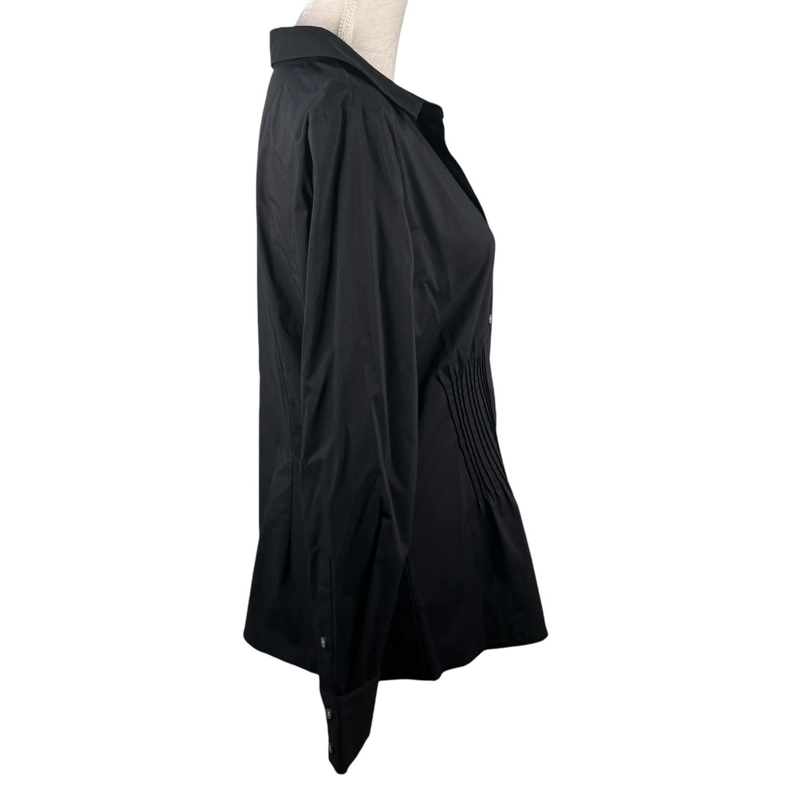 Nine West Nine West Black Button Down 14 Ruched Gathering V-Neck New Size XL / US 12-14 / IT 48-50 - 10 Thumbnail