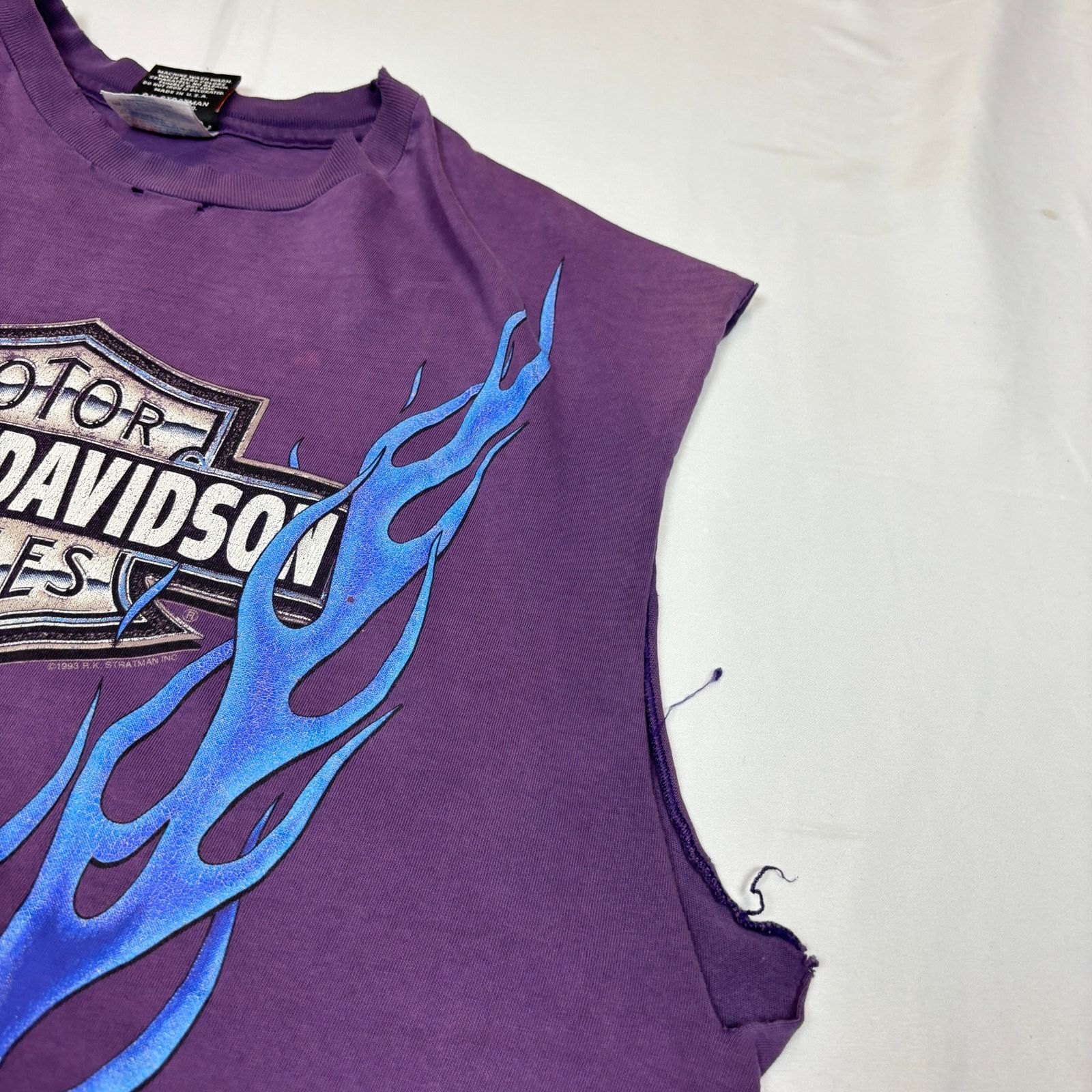 Harley Davidson Vintage 1993 Harley Davidson Blue Flames Hawaii Shirt XL Size US XL / EU 56 / 4 - 12 Thumbnail