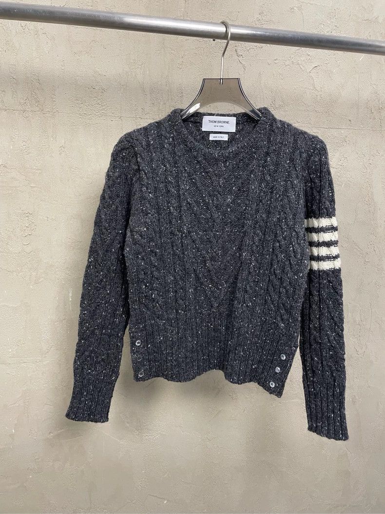 Thom Browne Thom Browne Dark grey woolen sweater with round mane Size M / US 6-8 / IT 42-44 - 1 Thumbnail