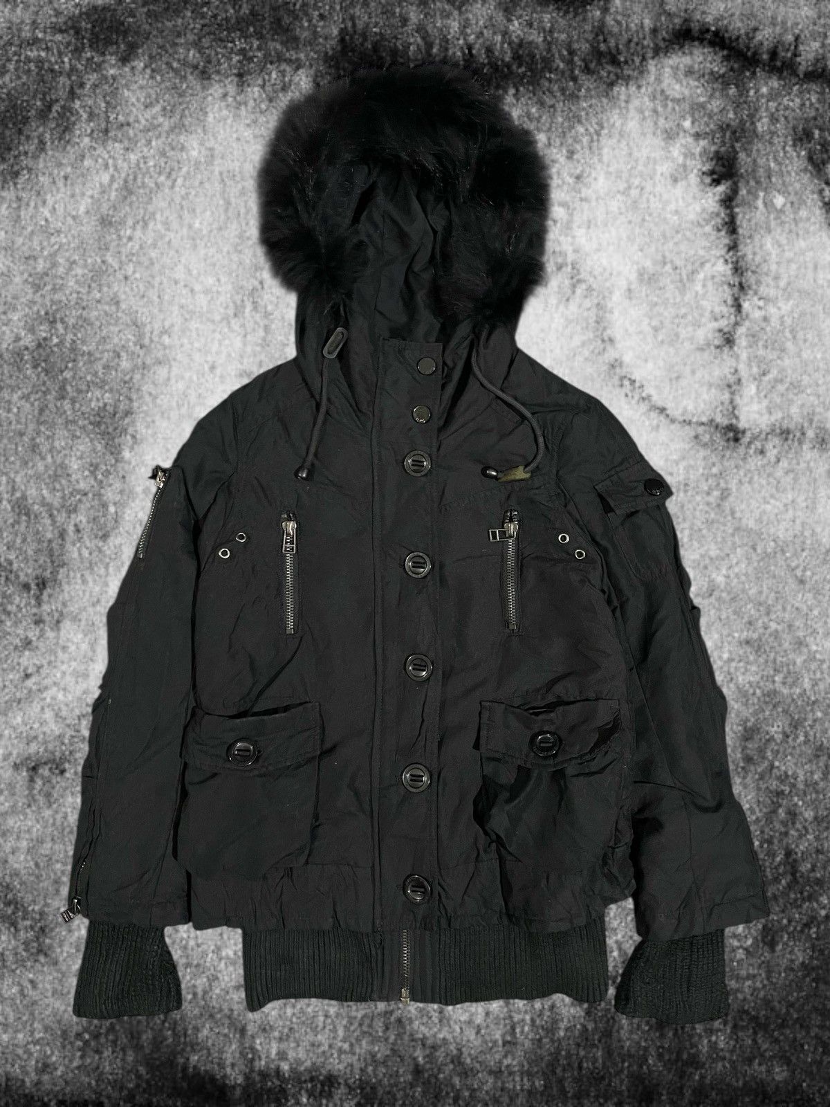 Japanese Brand 2000s Spiral Girl Japan Fur Racoon Jacket Black Opium Style Size US M / EU 48-50 / 2 - 1 Thumbnail