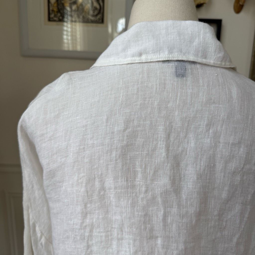 Other Talbots White 100% Linen Top Single Button 6 Petite Size M / US 6-8 / IT 42-44 - 7 Thumbnail