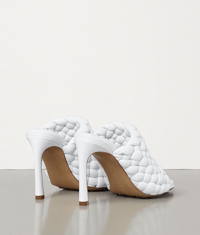 Bottega Veneta o1mle0325 Intrecciato Curve Heeled Sandals in Optic White Size US 7 / IT 37 - 4 Thumbnail