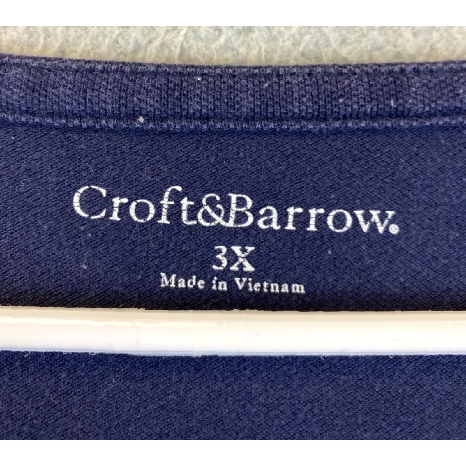 Croft & Barrow Womens Croft & Barrow Navy Blue Striped 3X 3XL Cotton Sweater 78-29 Size XXL / US 16-18 / IT 52-54 - 3 Thumbnail