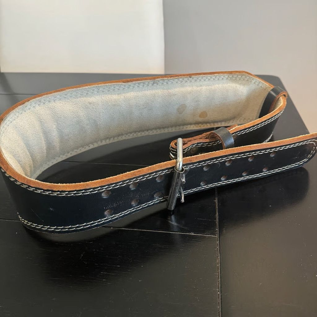 Leather leather weightlifting belt workout belt squat belt deadlift Size ONE SIZE - 3 Thumbnail