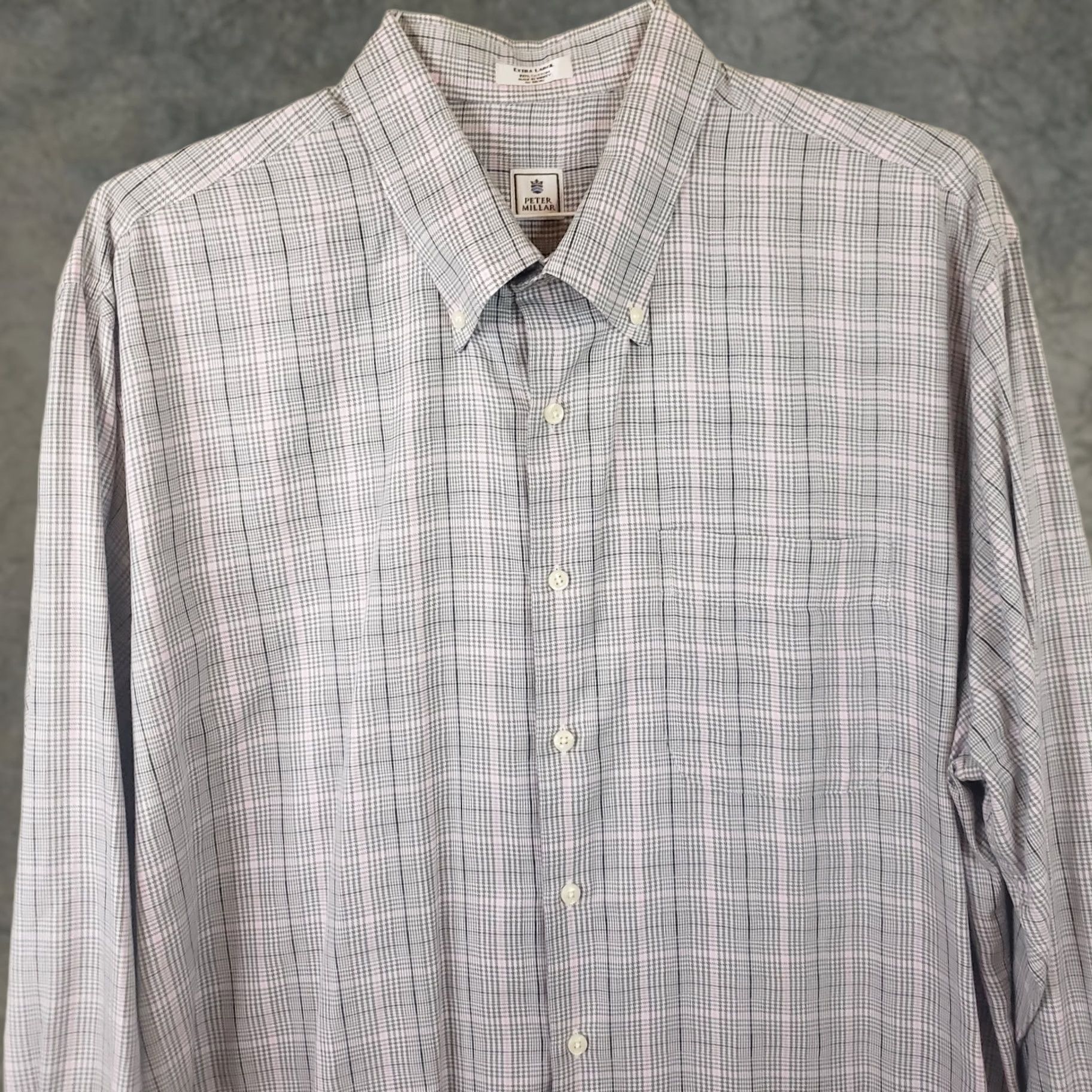 Peter Millar Peter Millar Button Up Men XL White/Blue/Pink Long Sleeve Plaid Pocket Stretch Shirt Size US XL / EU 56 / 4 - 1 Thumbnail