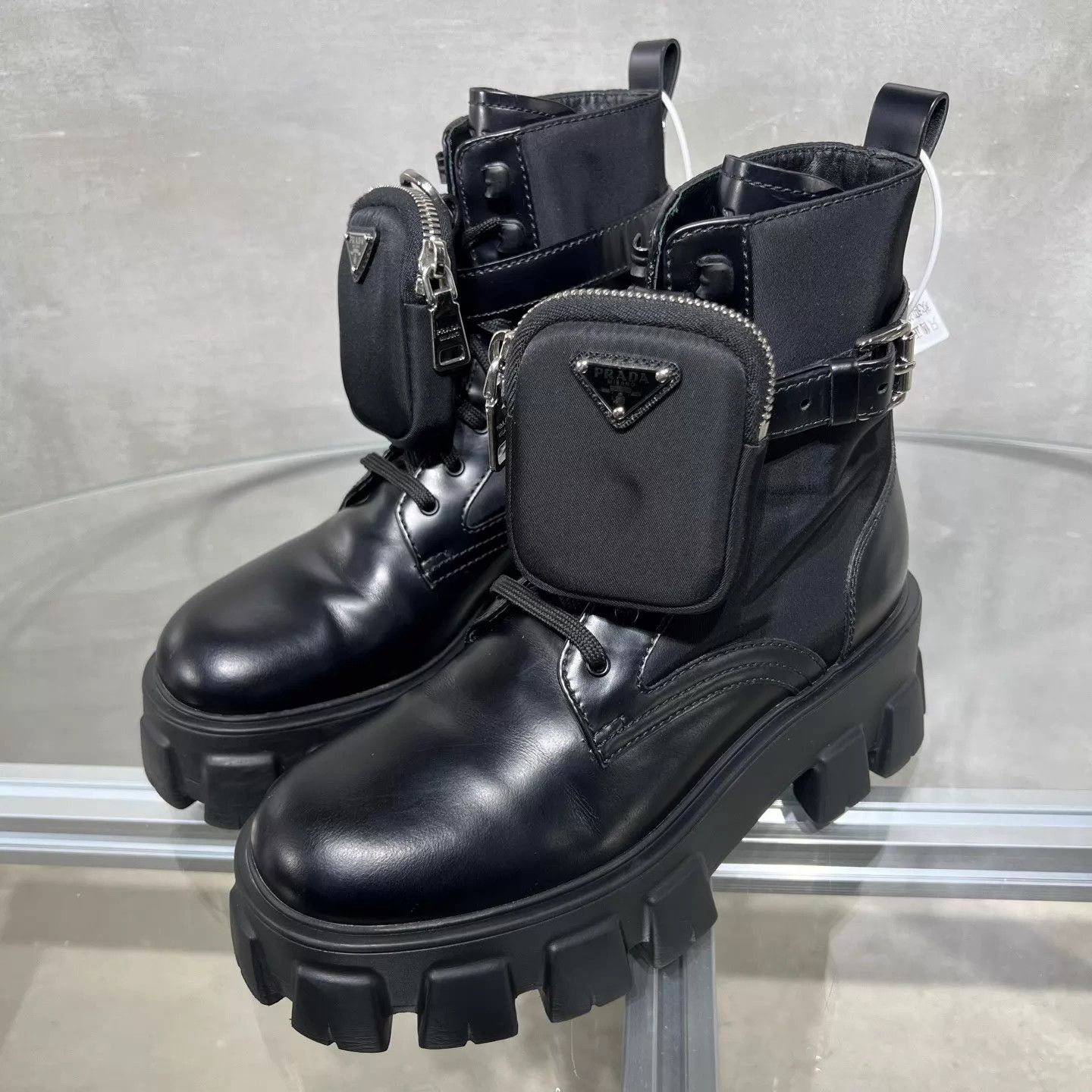 Prada Prada Monolith triangle logo high-top platform boots 38 Size US 7.5 / IT 37.5 - 2 Thumbnail