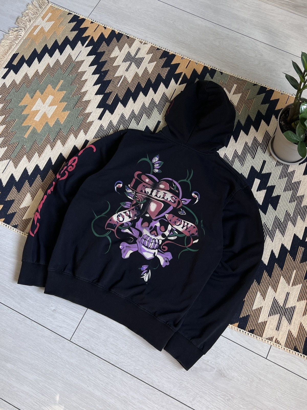Christian Audigier Ed Hardy by Christian Audigier Big Logo Y2k Zip Hoodie Size S / US 4 / IT 40 - 11 Thumbnail