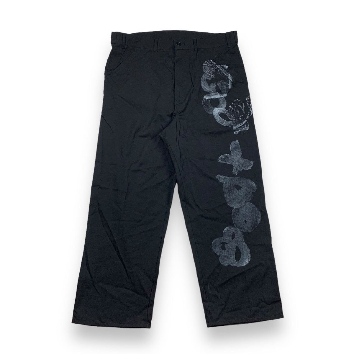 image of Archival Clothing x Avant Garde Vintage Comme Des Garcons Ad 1995 Printed Trousers in Black (Size 4