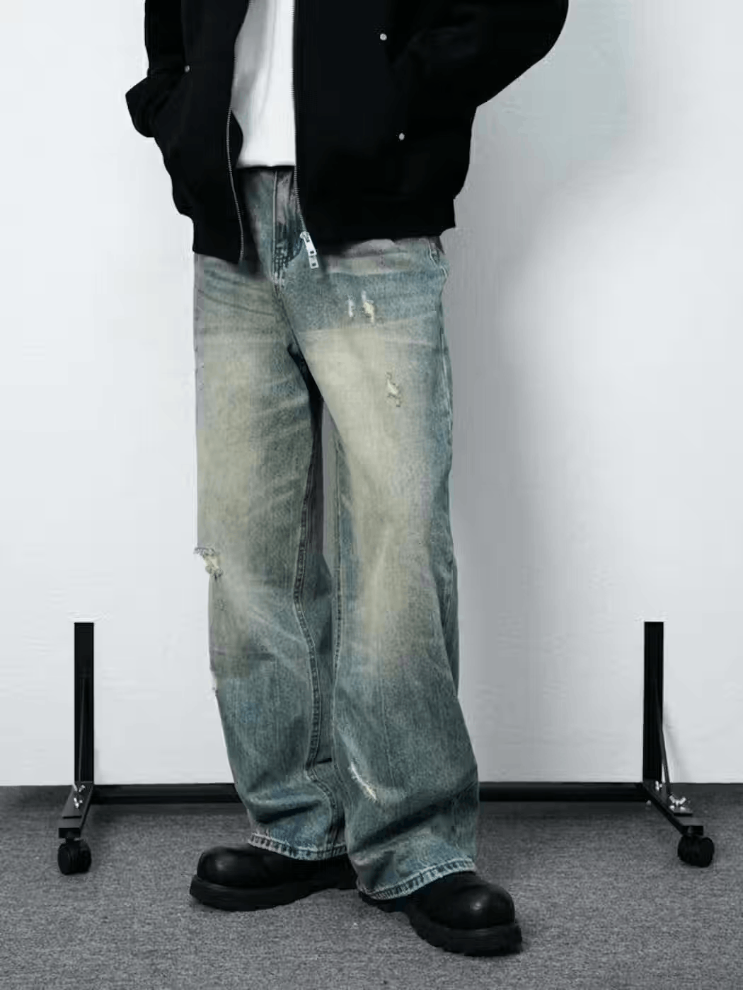 FW22 Distressed Baggy Monogram Jeans main image 0
