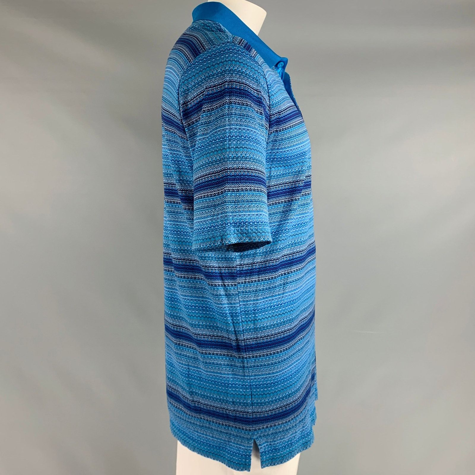 BUGATCHI BUGATCHI UOMO L Blue Purple Pattern Cotton Buttoned Polo Size US L / EU 52-54 / 3 - 3 Thumbnail
