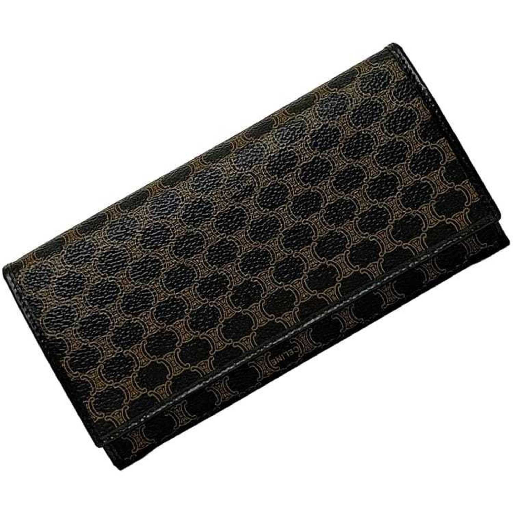 Celine Celine Bi-fold Long Wallet f-21899 Black Brown Macadam DF 0P227 300 00 PVC Leather M/00/1 CELINE Flap with Clasp Size ONE SIZE - 1 Thumbnail