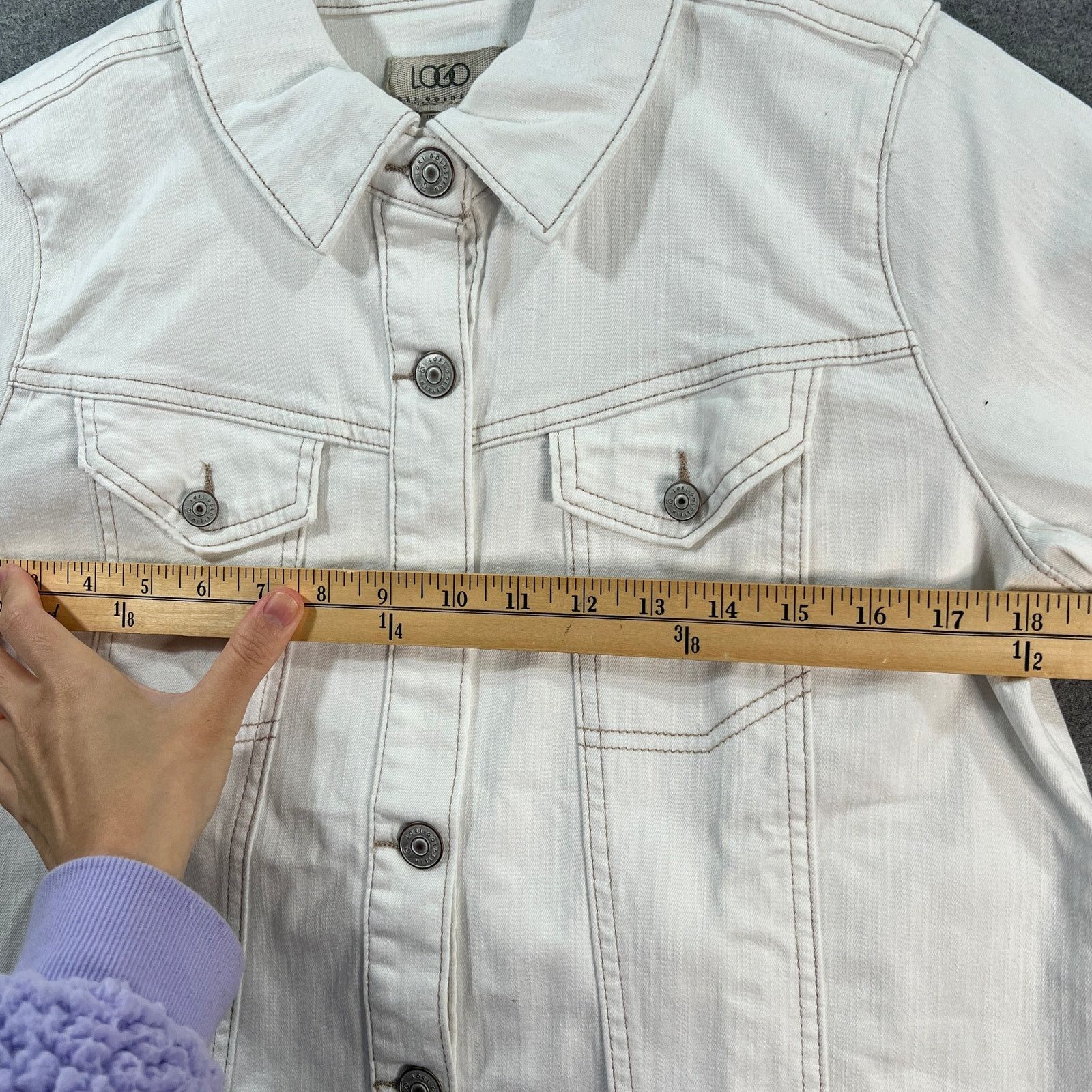 Other LOGO by Lori Goldstein Jeans Jacket Size 6 White Size M / US 6-8 / IT 42-44 - 6 Thumbnail