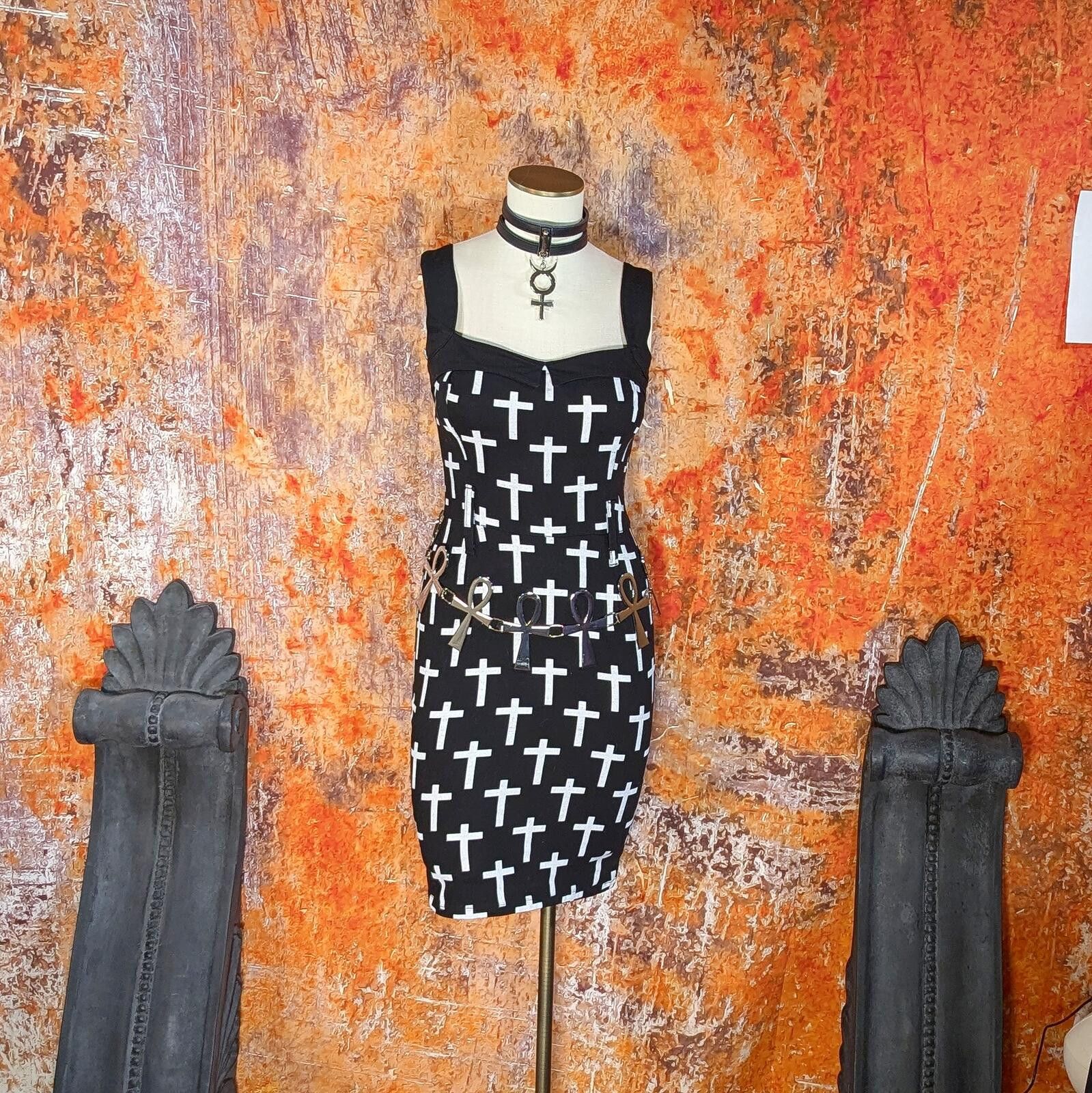 Other 🖤💀 Goth Cross Dress XS Retro Pinup Rockabilly Black Gothic Size XS / US 0-2 / IT 36-38 - 1 Thumbnail