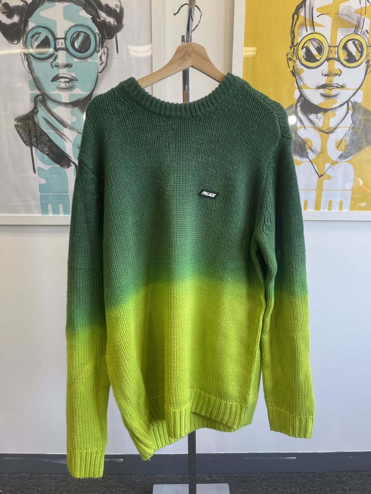 image of Palace Green Stripe Sweater Fw23 Size Large Fw23, Men's