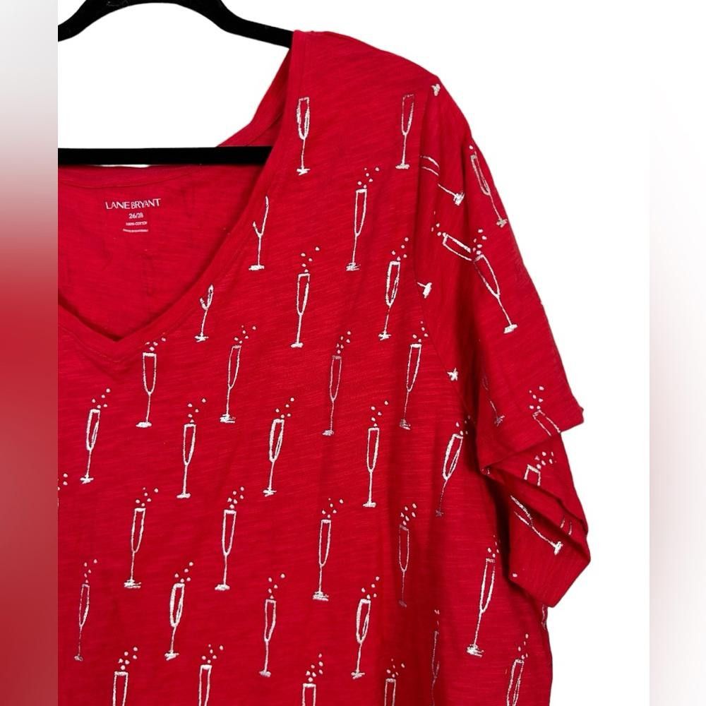 Designer Lane Bryant l NWT Red Champagne Flute Tee 26/28/4X Size M / US 6-8 / IT 42-44 - 3 Thumbnail