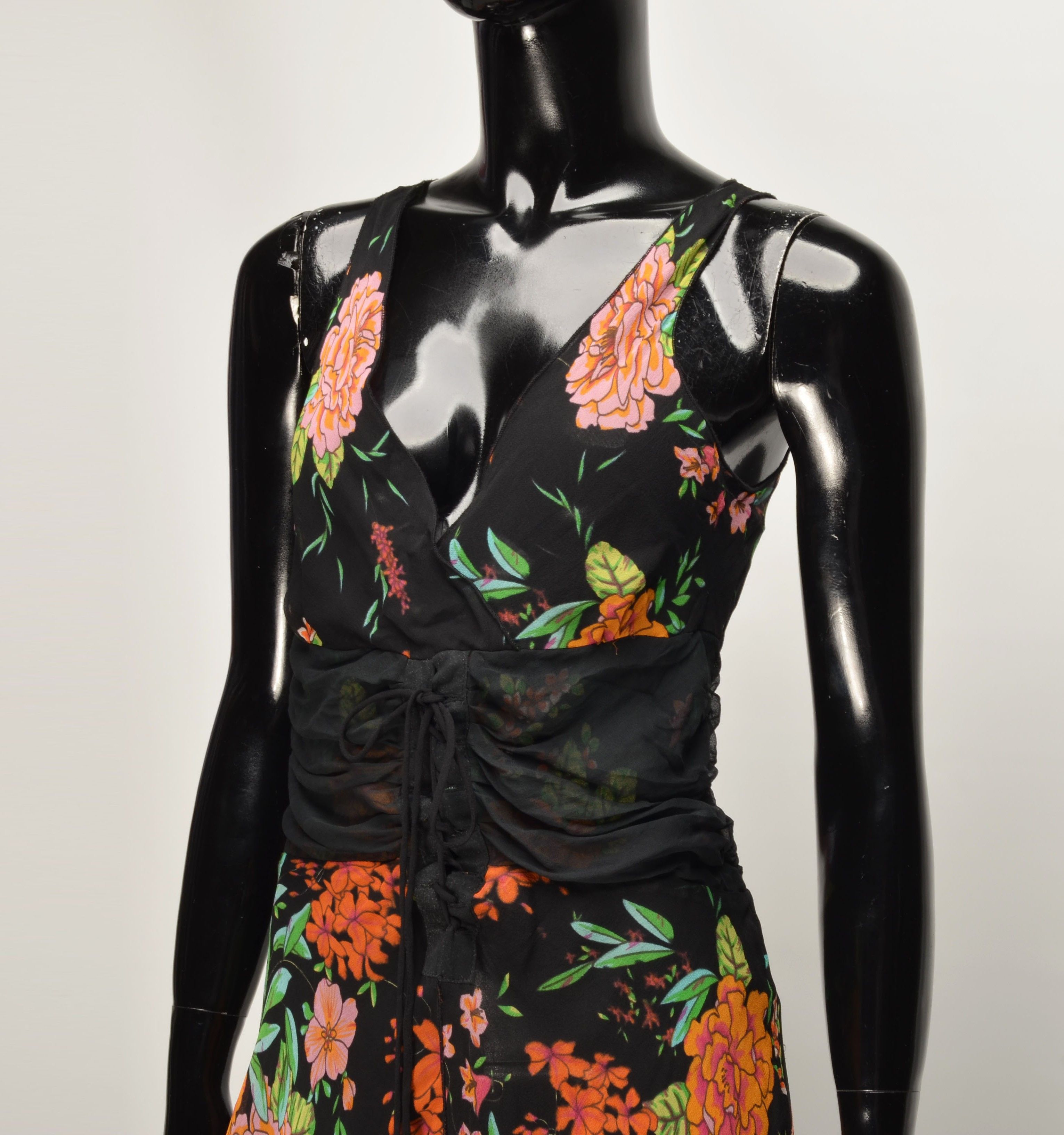 Other Bibiq Y2K 2000s Floral Mesh Fairy Cottage Silk Dress Size S / US 4 / IT 40 - 2 Thumbnail