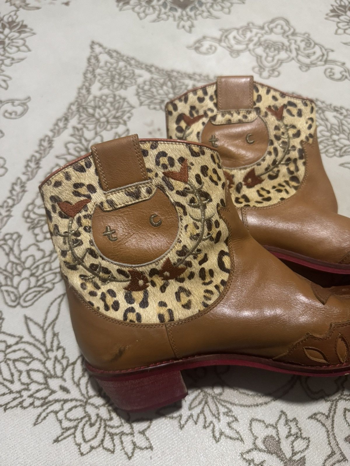 Issey Miyake Issey Tsumori Chisato Leopard Western Leather Boots Size US 7 / EU 40 - 4 Thumbnail