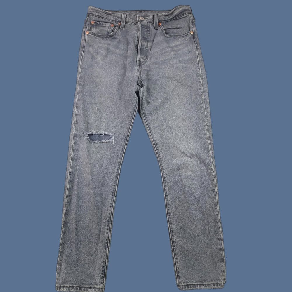 Levi's Levi's Premium 501 S Skinny Jeans Mens 29x28 Gray Button Fly Distressed Slim Denim Cotton 501 Size US 29 - 1 Thumbnail