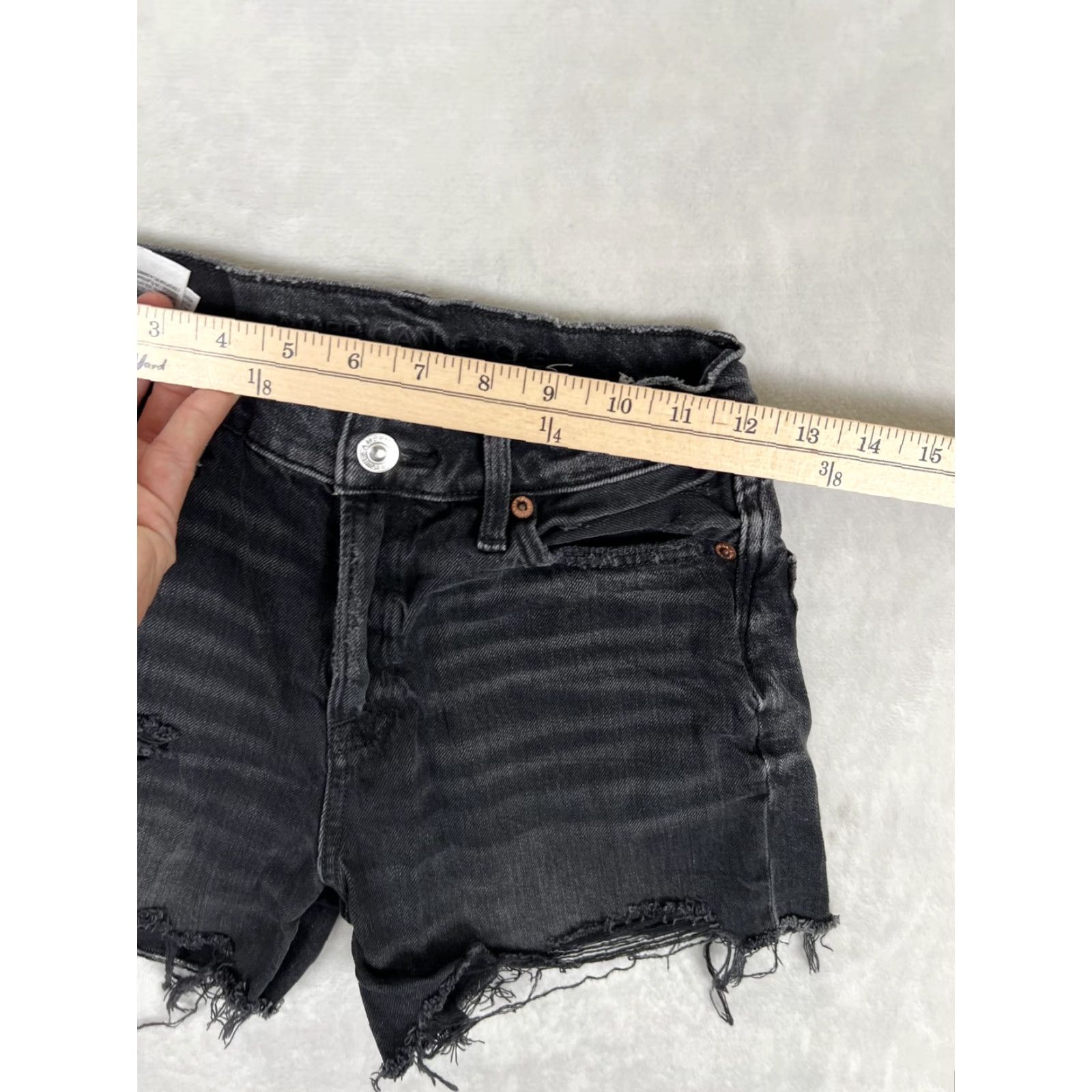 American Eagle Outfitters American Eagle Shorts Womens 00 Black Mom Short Distressed Cutoff Frayed Hem Size 24" / US 00 / IT 34 - 3 Thumbnail