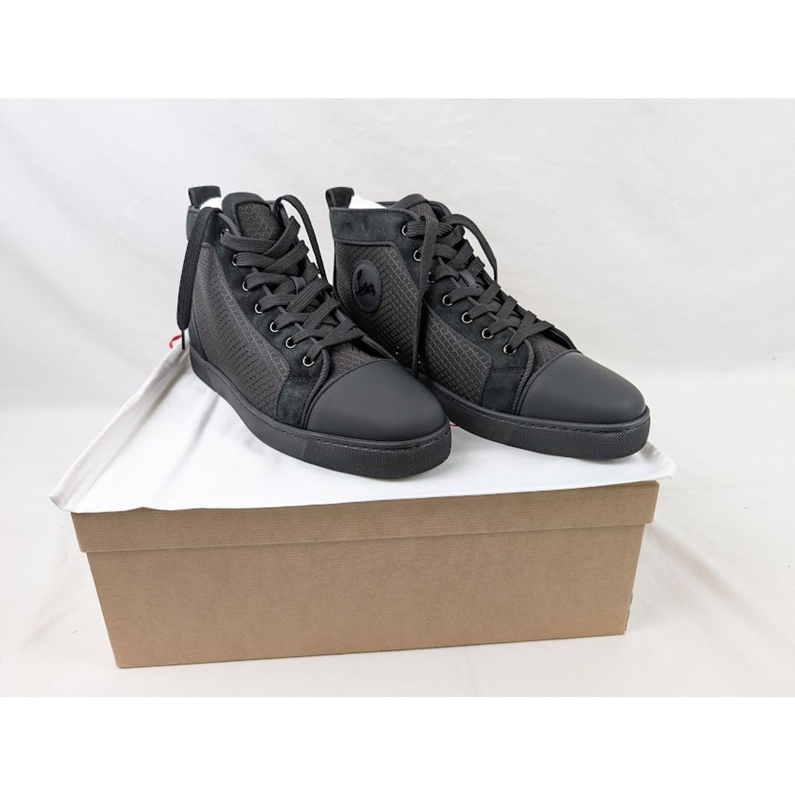 Christian Louboutin o1rshd1 Louis Orlato Flat Hi-Top Sneakers in Black Size US 9 / EU 42 - 14 Thumbnail