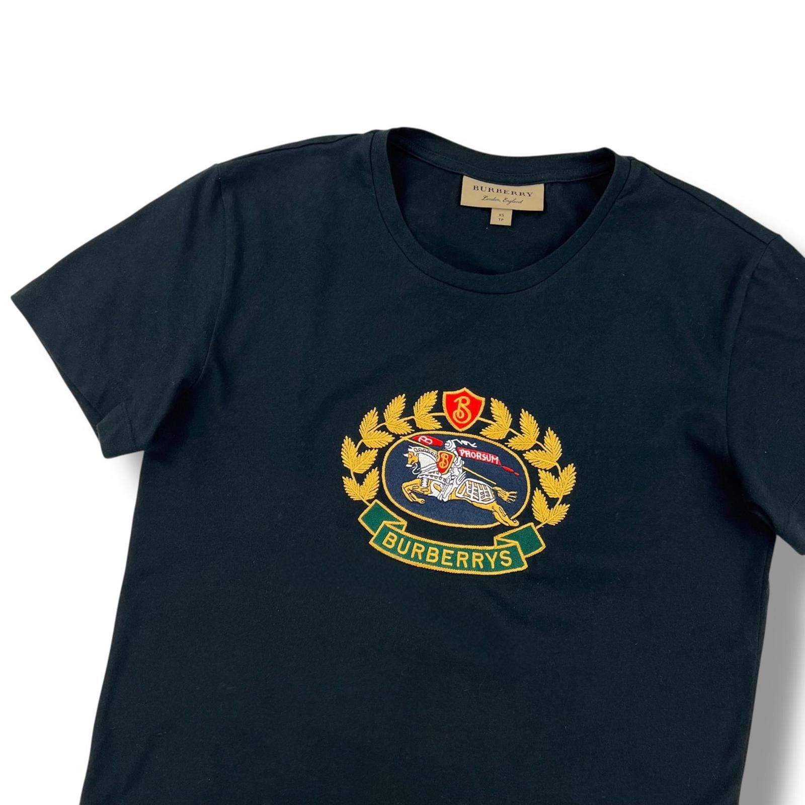 Burberry Embroidered Crest Black T Shirt