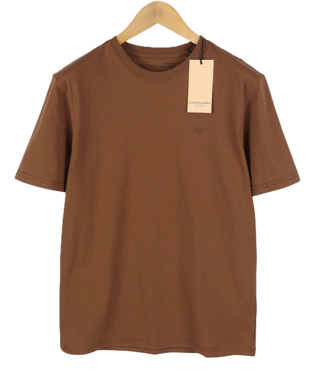 Scotch & Soda M Brown Embroidered Logo Crew Tricot Short Sleeve 91044 Size US M / EU 48-50 / 2 - 2 Thumbnail