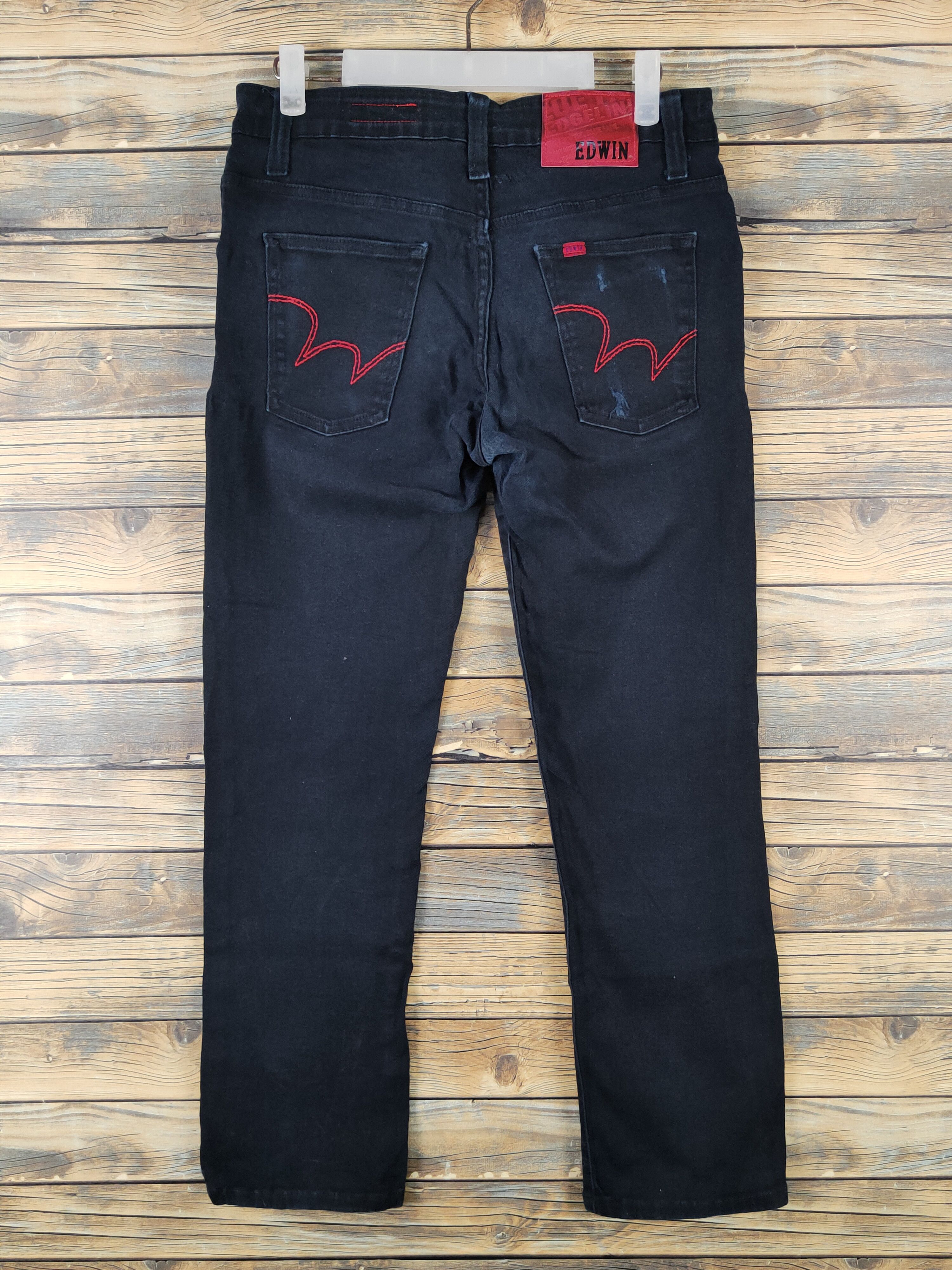 Edwin Edwin Black Distressed Ripped denim Jeans #W1501 Size US 30 / EU 46 - 7 Thumbnail