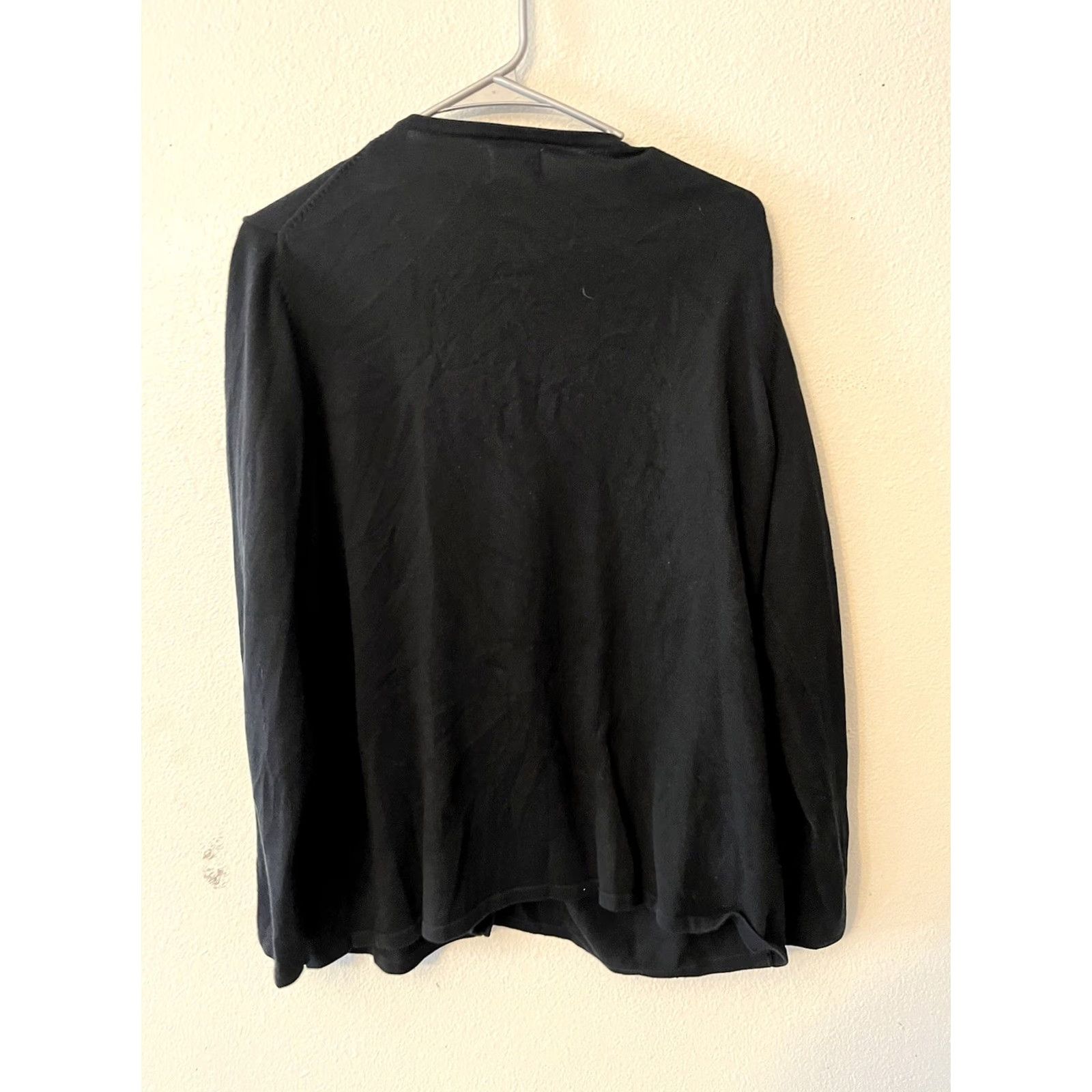 Vintage Liz Baker Cardigan Sweater Size 1X Black V-Neck Long Sleeve Button Womens Plus Knit Acrylic Cotton, 90s? No, 1X, Plus Size Size XL / US 12-14 / IT 48-50 - 2 Thumbnail