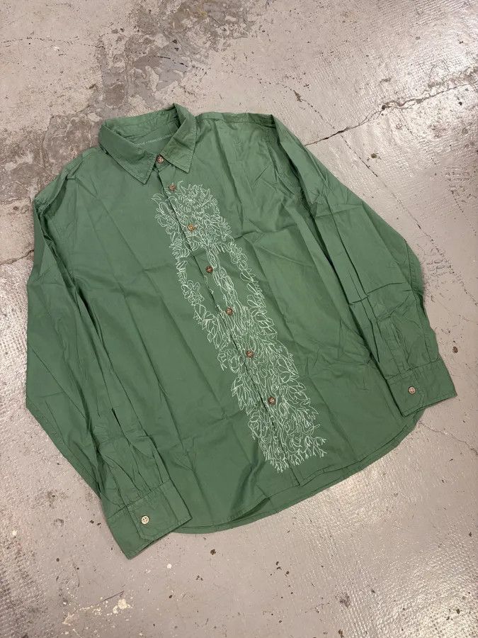 Marithe + Francois Girbaud 2000s Marithé + François Girbaud Green Embroidered Shirt Size US M / EU 48-50 / 2 - 4 Thumbnail