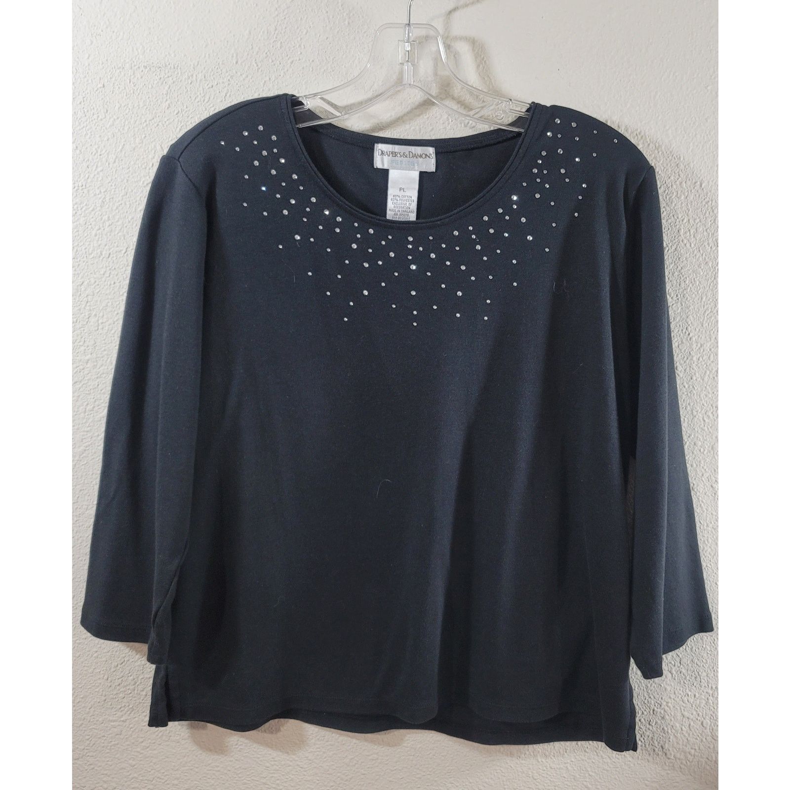 Other Draper's & Damon's Black Studded Bodice Round Neck Top PL Size L / US 10 / IT 46 - 5 Thumbnail