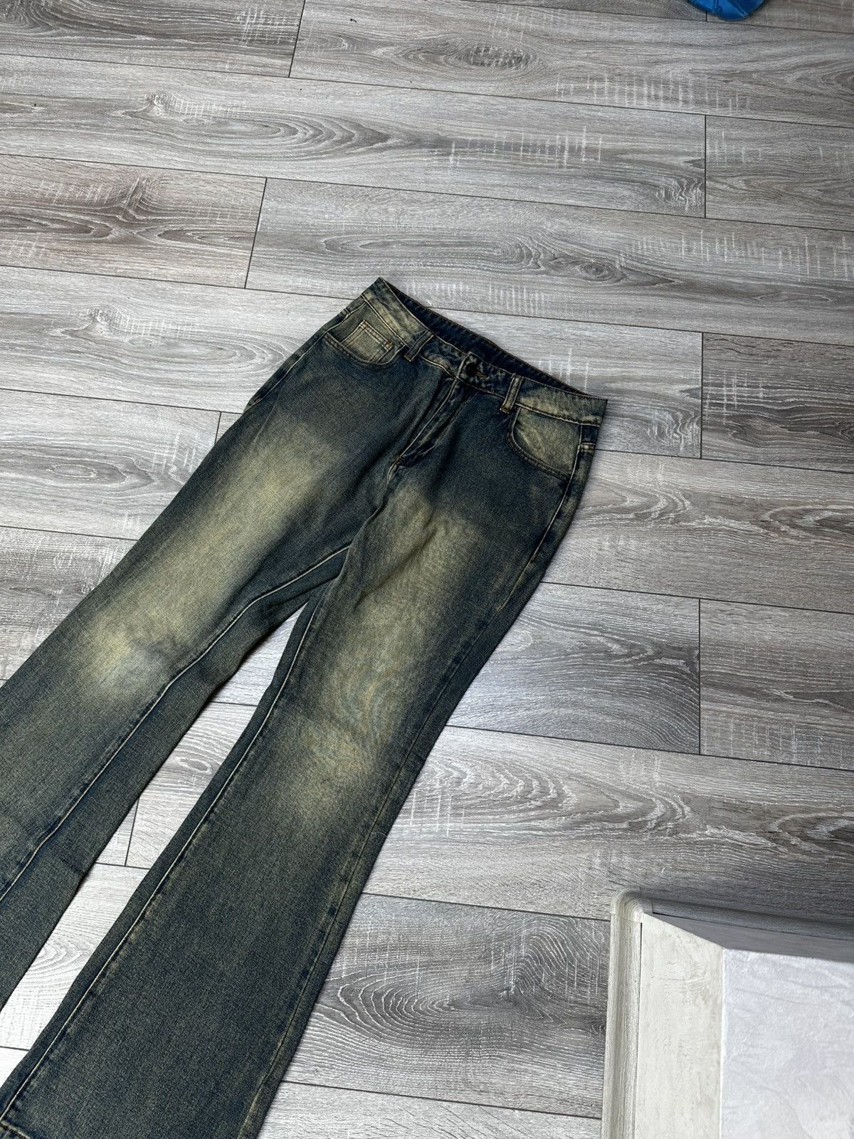 Designer Skull Rock Flare Jeans Punk Washed Size M Size 26" / US 2 / IT 38 - 6 Thumbnail