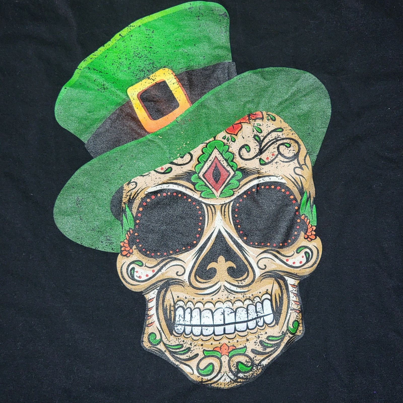Gildan St. Patrick's Day Sugar Skull Unisex Softstyle Tee -Size 3XL Size 3XL / US 20-22 - 2 Thumbnail