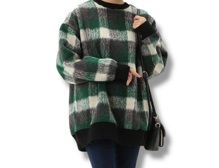 Designer × Japanese Brand × Vintage INGNI Japanese Brand Checkered Rib Tunic Sweater (132) Size US M / EU 48-50 / 2 - 1 Thumbnail