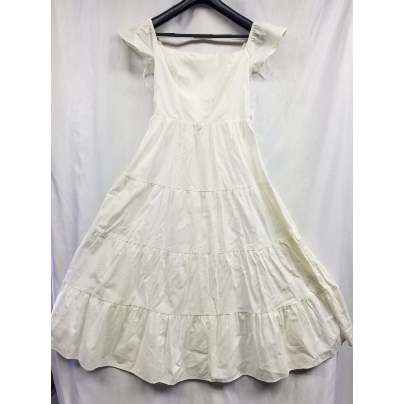 Reformation NWT REFORMATION Back Zip Midi Dress White Short Sleeve Size 8 Off Shoulder Fit & Flare Women Dress Violet See All Pics Size 30" / US 8 / IT 44 - 2 Thumbnail
