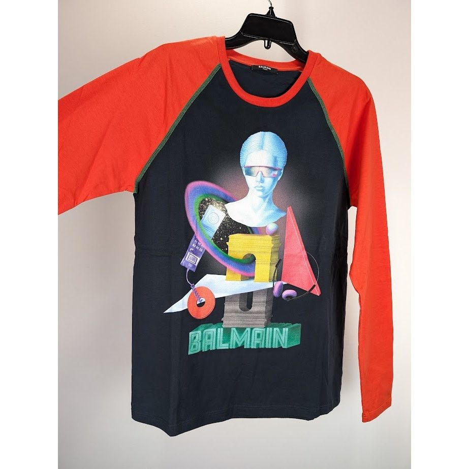 Balmain o1rshd1 Q:2 / Space Long Sleeve T-Shirt in Red M Size US M / EU 48-50 / 2 - 10 Thumbnail